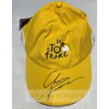 Four-times Tour de France cycling winner Chris Froome signed yellow cap, signed 2017 official Tour