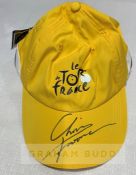 Four-times Tour de France cycling winner Chris Froome signed yellow cap, signed 2017 official Tour