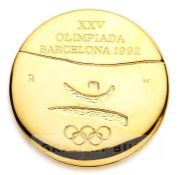 Barcelona 1992 Olympic Games gilt participation medal, awarded to VIPs, designed by Xavier