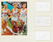 Sebastian Coe, Steve Ovett and Steve Cram triple-signed Los Angeles 1984 Olympic Games framed