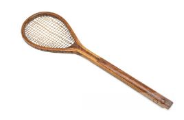 Victorian child's tennis racquet, no maker's details, slightly lopped head, 62cm. length, head at