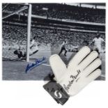 Gordon Banks signed b & w photograph of his greatest save in the 1970 Mexico FIFA World Cup,