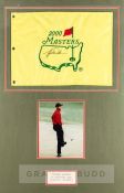 Tigers Woods signed 2000 U.S. Masters souvenir framed Augusta yellow pin flag, signed by Woods in