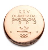 1992 Barcelona Olympic Games copper participation medal, designed by Xavier Corbero, of circular