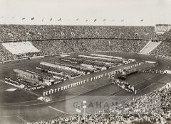 1936 Berlin Olympic Games the Opening Ceremony at the Olympic Stadium b & w press photograph, rare