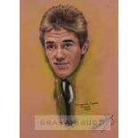 Artist-drawn and signed caricature of the snooker champion Stephen Hendry. indistinctly signed by
