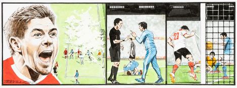 Paul Trevillion (British, b.1934), YOU ARE THE REF - LAWS OF FOOTBALL NO. 74, featuring original