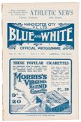 Manchester City 'Blue & White' official programme v Preston North End, at Hyde Road, 9th March 1918,