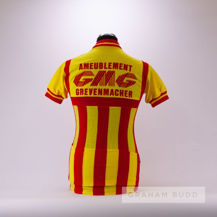 1973 yellow and red vintage GMG Ameublement Cycling race jersey, scarce, acrylic short-sleeved - Image 2 of 4