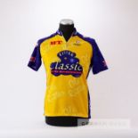 1990 yellow and purple Ritter Colnago Nalini Cycling race jersey, scarce, polyester short-sleeved