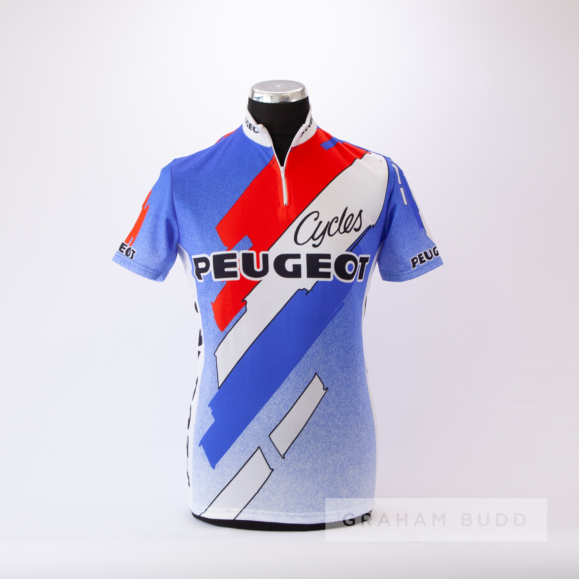 1985 white, red and blue Peugeot Cycles Cycling team race jersey, scarce, polyester short-sleeved - Image 3 of 4