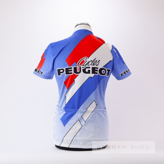 1985 white, red and blue Peugeot Cycles Cycling team race jersey, scarce, polyester short-sleeved - Image 2 of 4