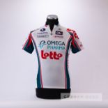 2011 white, red and green Belgium Omega Pharma Lotto Cycling team race jersey, scarce, polyester