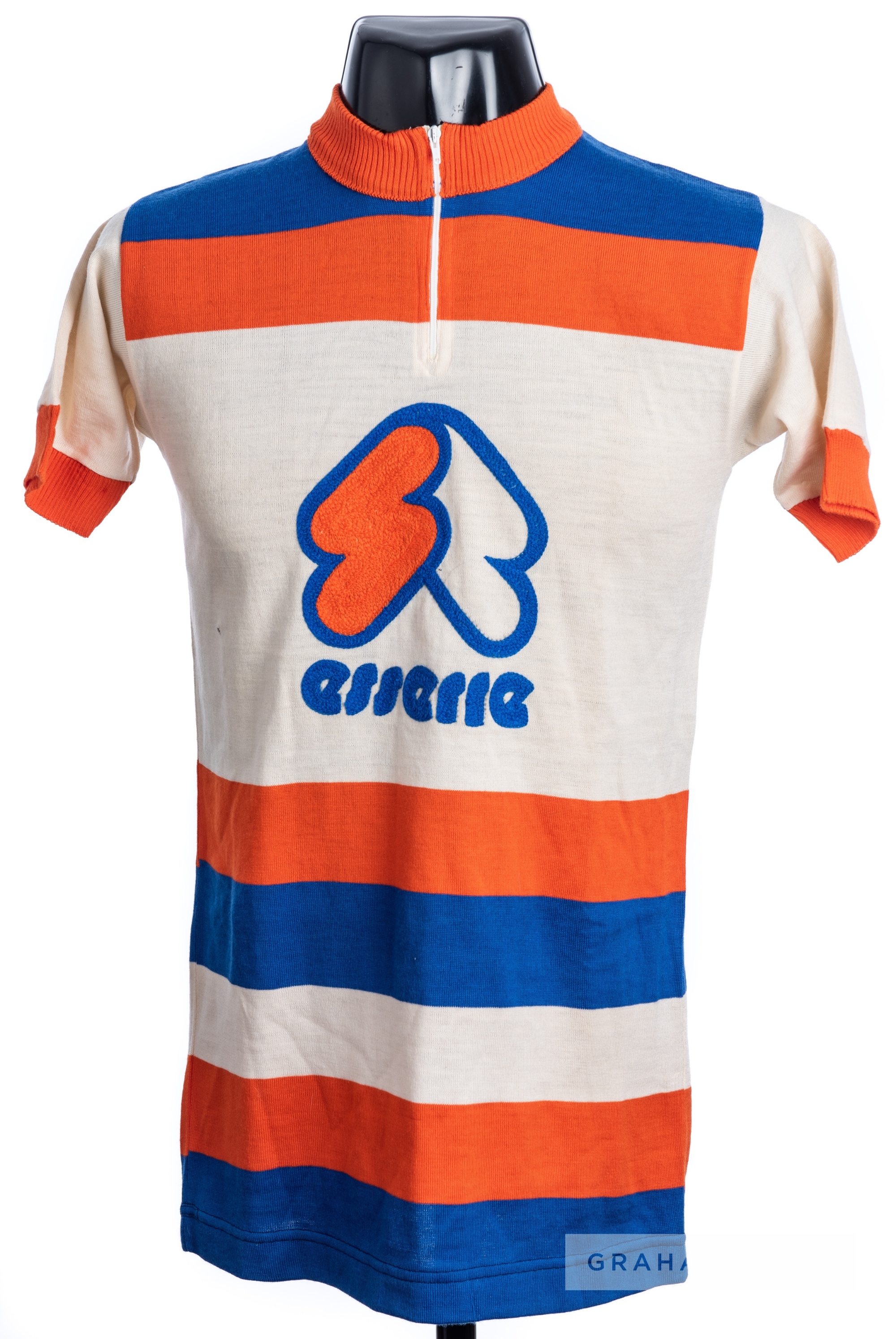 1971 white, orange and blue vintage Esserre Cycling race jersey, scarce, wool and acrylic short- - Image 3 of 4