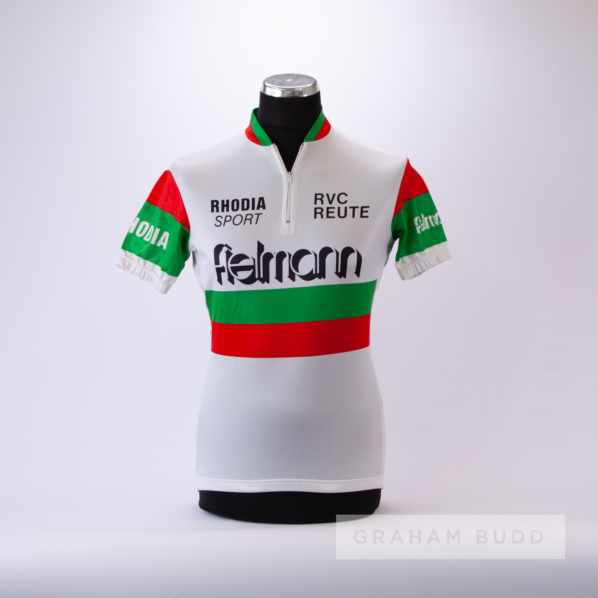 2005 white, red and green Italian tricolour Rhoda Fielmann Cycling team race jersey,  scarce, - Image 3 of 4