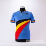 1993 blue, black, yellow and red Vermarc Belgium Cycling race jersey, scarce, polyester and cotton