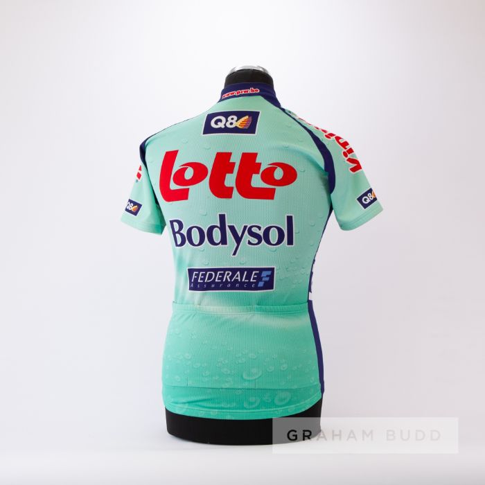 2009 aqua and navy Belgium Lotto Bodysol Cycling team race jersey, scarce, polyester short-sleeved - Image 2 of 4