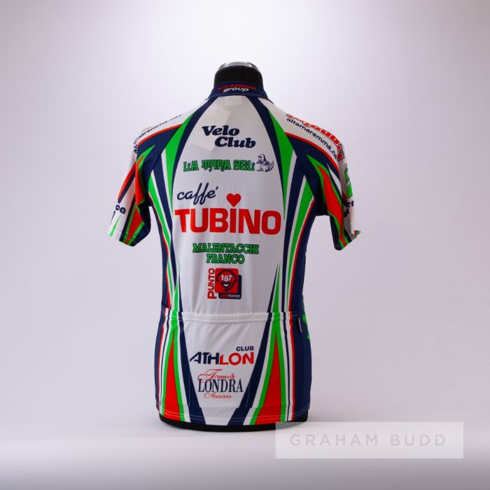 1995 white, navy, green and orange Italian Tubino Tosco Cycling race jersey, scarce, polyester - Image 2 of 4
