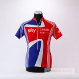 2011 red, white and blue Great Britain Adidas Sky Cycling race jersey, scarce, polyester short-