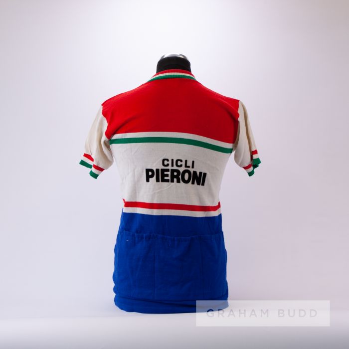 1982 red, white, blue and green Cicli Pieroni Cycling race jersey, scarce, wool and acrylic short- - Image 2 of 4