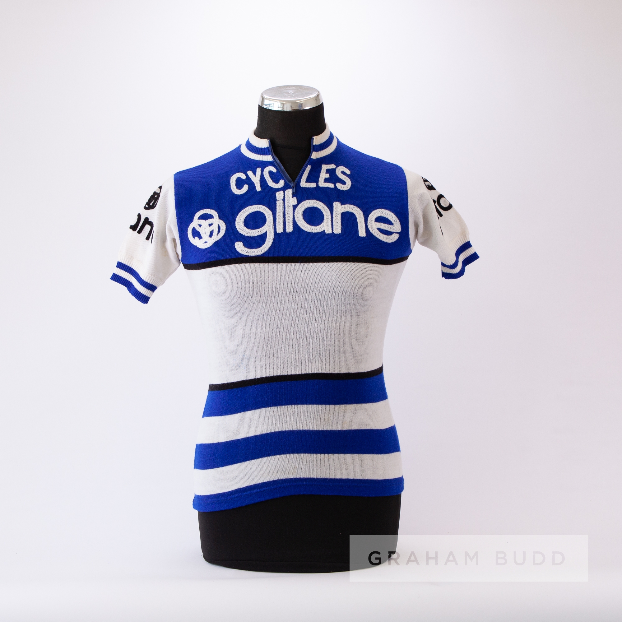 1982 white, blue and black Cycles Gitane Cycling race jersey, scarce, acrylic short-sleeved jersey - Image 3 of 4