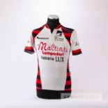1985 white, red and black Maltinti Lampadari Cycling race jersey, scarce, polyester short-sleeved
