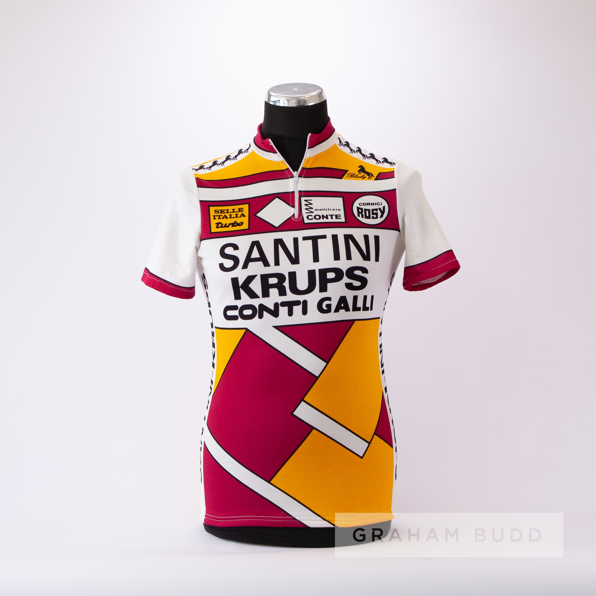 1985 white, orange and red Santini Krups Conti Galli Maglia Tikot Cycling race jersey, scarce, - Image 3 of 4