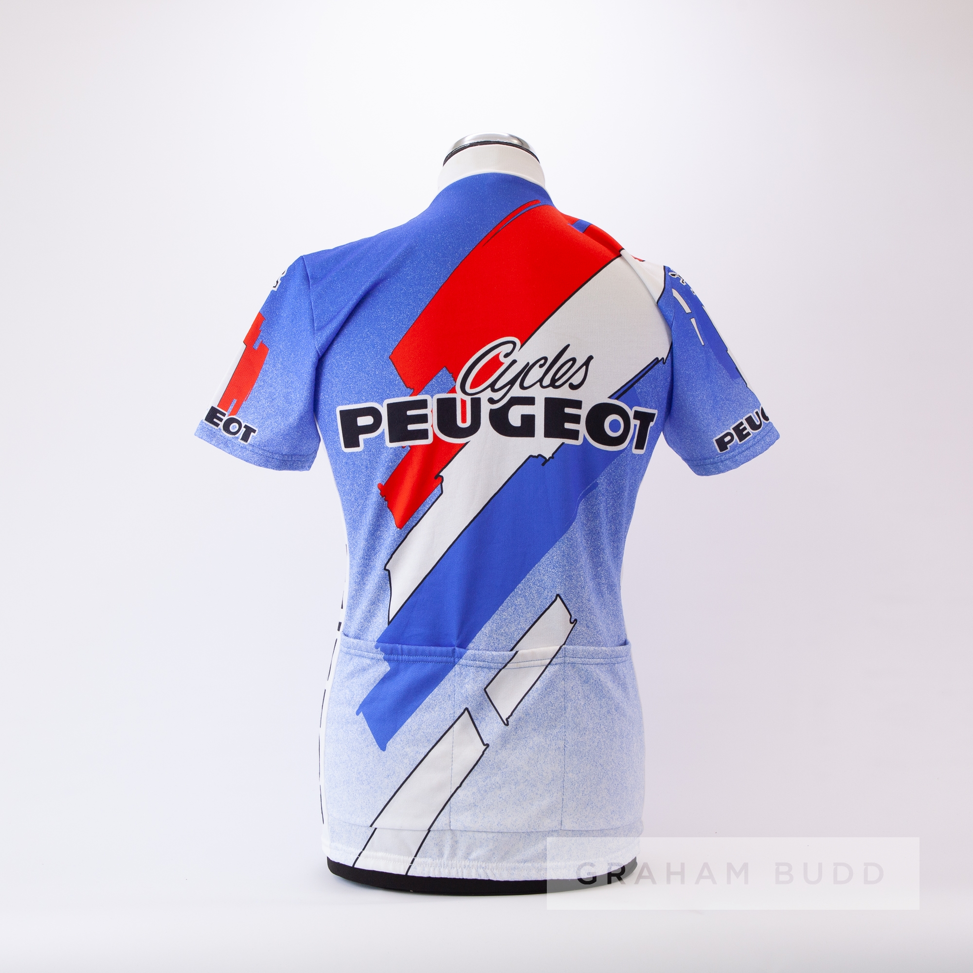 1985 white, red and blue Peugeot Cycles Cycling team race jersey, scarce, polyester short-sleeved - Image 4 of 4