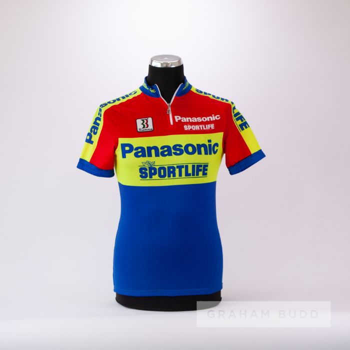 1990 red, blue and yellow Dutch Panasonic Sportlife Biemme Cycling race jersey, scarce, polyester