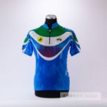 1982 blue, green and white Italian Castelli Cycling race jersey, scarce, polyester short-sleeved