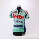 2009 aqua and navy Belgium Lotto Bodysol Cycling team race jersey, scarce, polyester short-sleeved