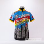 1987 blue, yellow, red, green and orange Italian Marathon Delle Dolomiti Cycling race jersey,