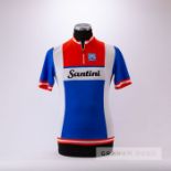 1970s blue, white and red Italian Santini replica Cycling race jersey, scarce, polyester short-