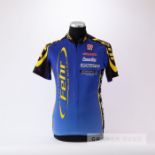 2005 black, blue and yellow Fehr Cycles Switzerland Cycling race jersey by Cuore, scarce,