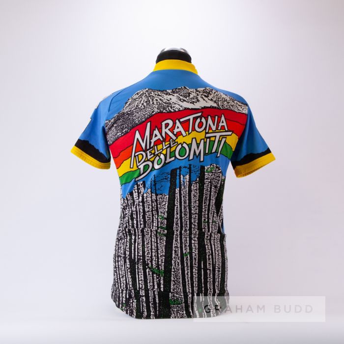 1987 blue, yellow, red, green and orange Italian Marathon Delle Dolomiti Cycling race jersey, - Image 2 of 4