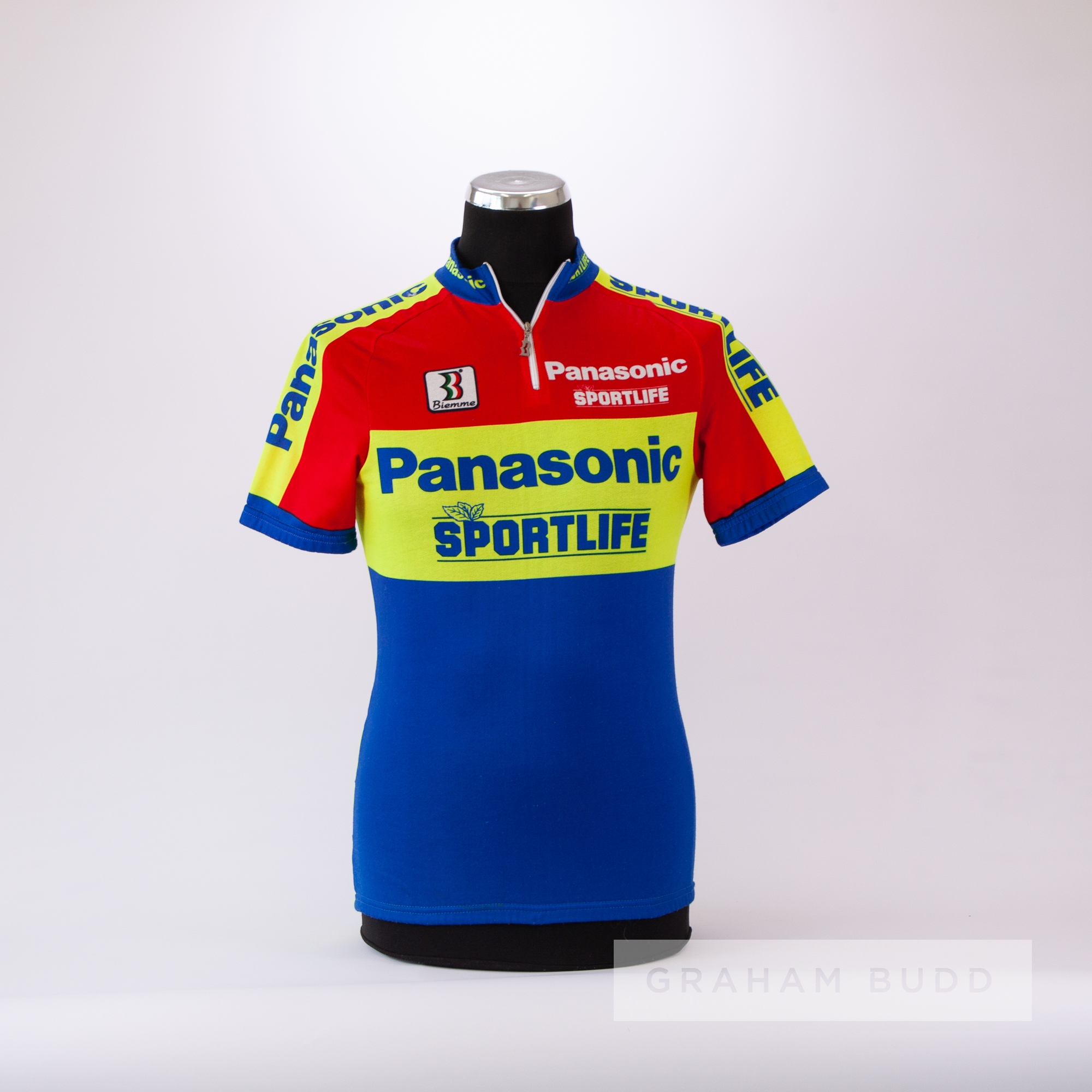 1990 red, blue and yellow Dutch Panasonic Sportlife Biemme Cycling race jersey, scarce, polyester - Image 3 of 4