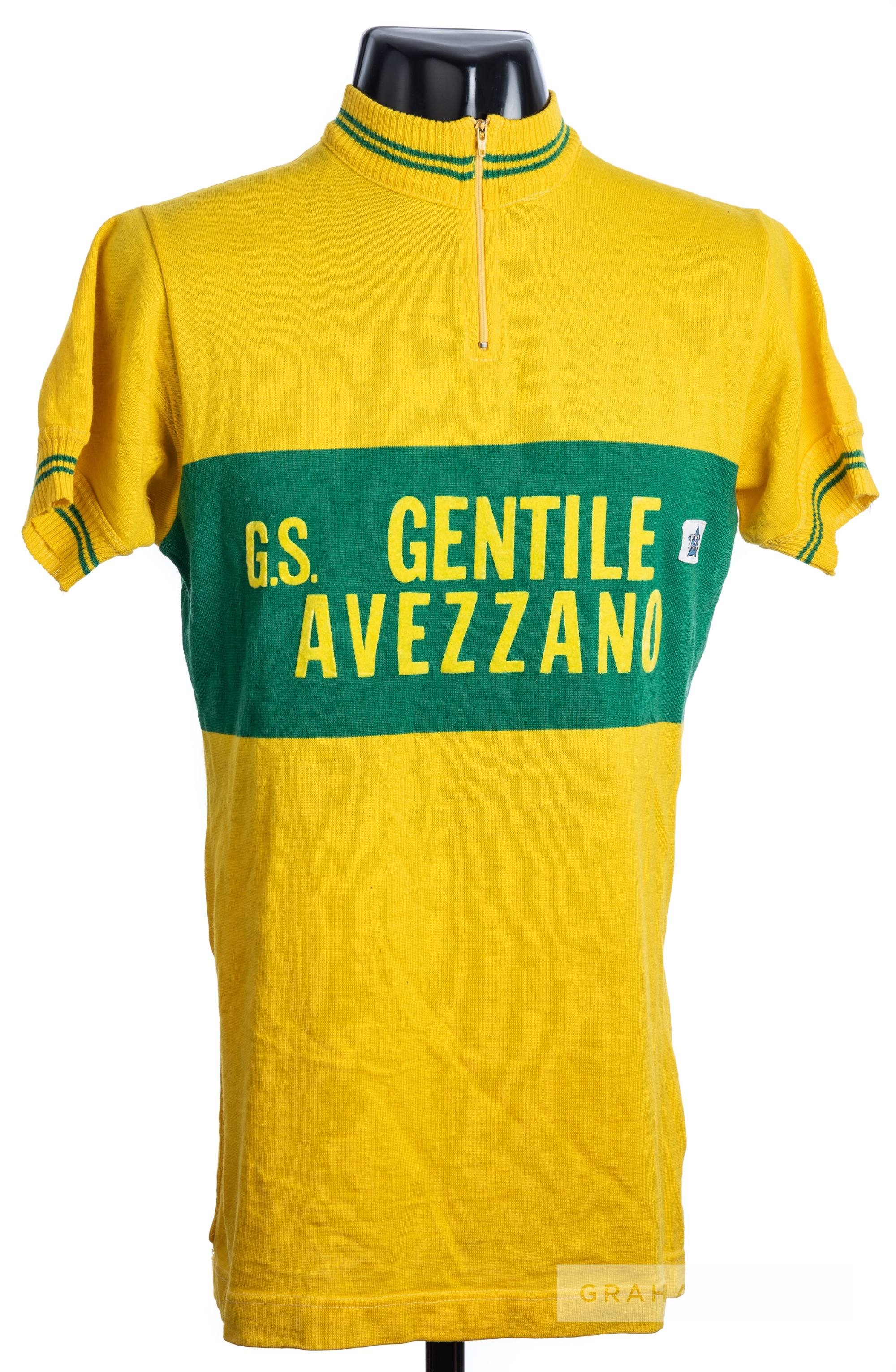 1975 yellow and green vintage Avezzano Cycling race jersey, scarce, wool and acrylic short-sleeved - Image 3 of 4