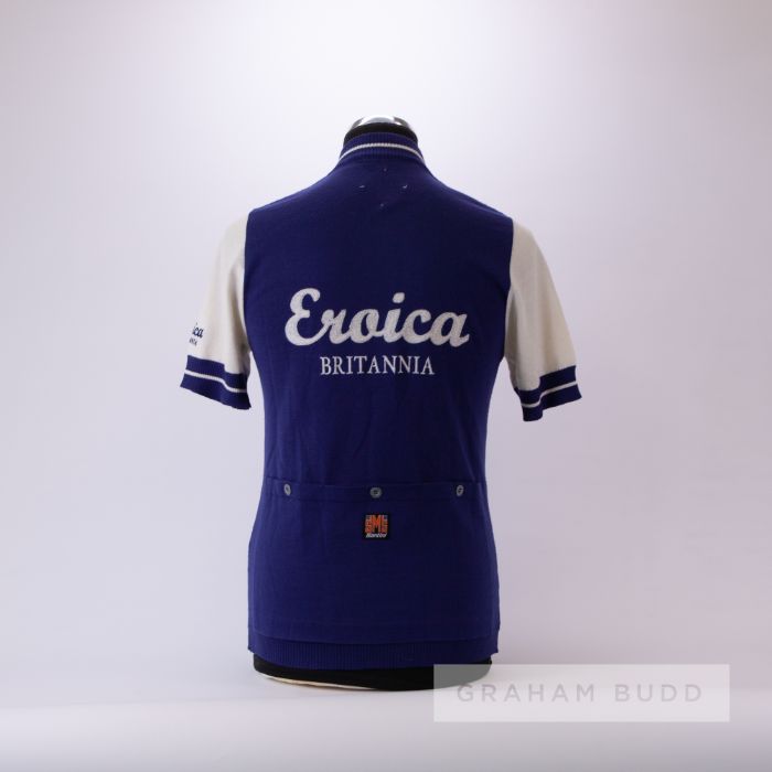 1977 blue and white vintage GB Eroica Britannia replica Cycling race/tour jersey by Santini, scarce, - Image 2 of 4