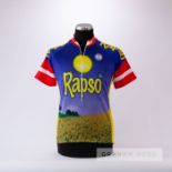 2005 blue, red and yellow French Oneleven Rapso Cycling team race jersey, scarce, polyester short-