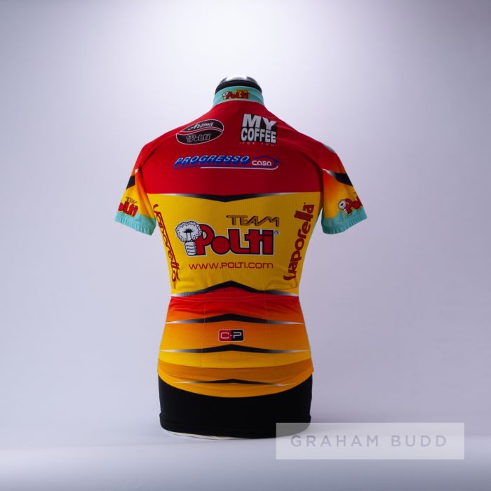 1994 red, yellow and aqua Italian Team Polti Vaporetto Cycling race jersey, scarce, polyester - Image 2 of 4