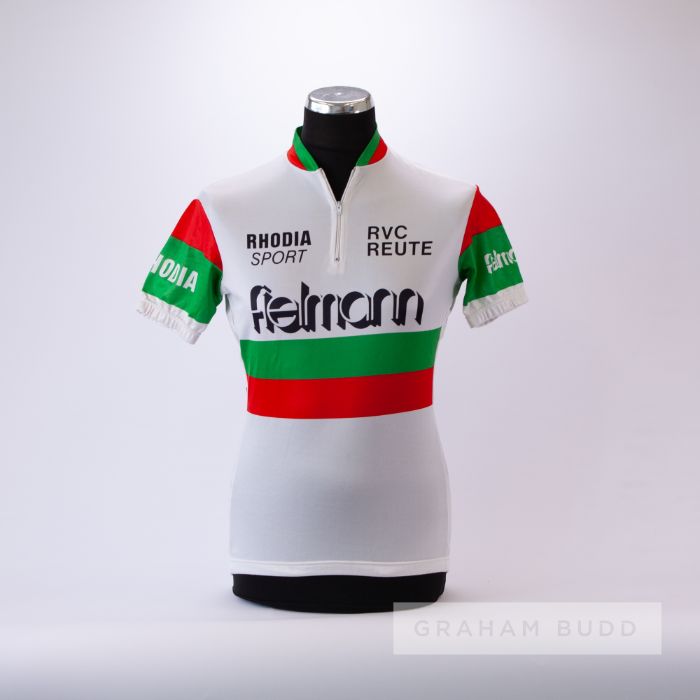 2005 white, red and green Italian tricolour Rhoda Fielmann Cycling team race jersey,  scarce,