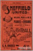 Sheffield United v Sunderland programme, played at Bramall Lane, 17th December 1898, eight-page