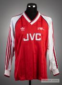 A red and white Arsenal No.9 home jersey circa 1989, long-sleeved, with club crest and sponsors