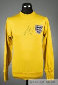 Peter Bonetti signed yellow England No.13 1966 World Cup goalkeeping jersey, by Umbro, long-sleeved,