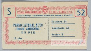 Real Madrid v Manchester United European Cup semi-final (1st Leg) match ticket, for the Estadio