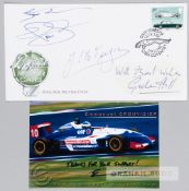 Juan Manuel Fangio, Emmanuel Crouvisier and Graham Hill signed Formula One First Day Cover, signed