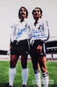 Tottenham Hotspur' Ossie Ardiles, Ricky Villa and Jimmy Greaves signed photographs, 16 by 12in.