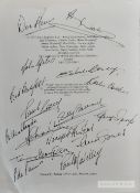 Leeds United and Don Revie 1960s-70s 'Glory Years' team signed book page, signed by 16 of the