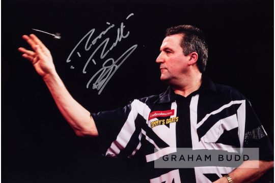 Darts players Keith Deller, Jelle Klaasen, Ronnie Baxter and Kevin Painter signed photographs, - Image 1 of 4