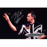 Darts players Keith Deller, Jelle Klaasen, Ronnie Baxter and Kevin Painter signed photographs,